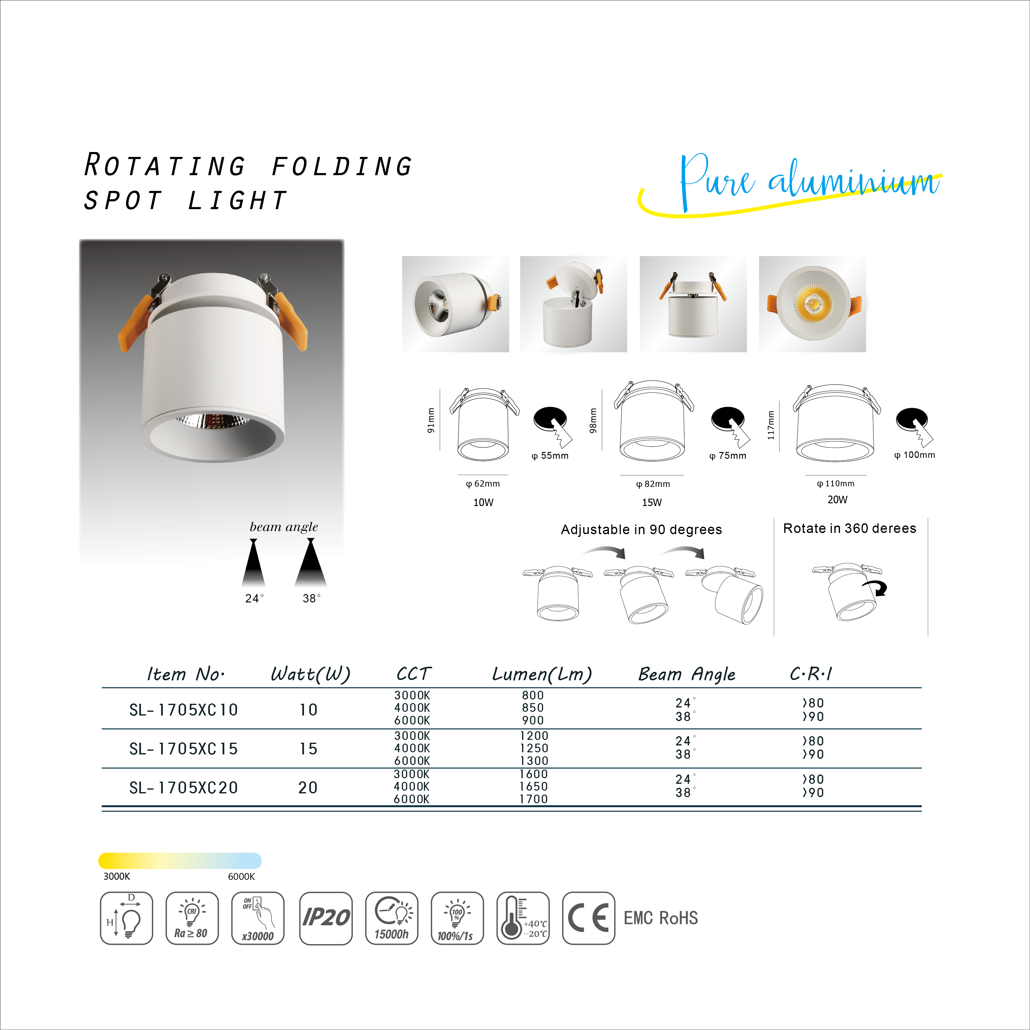 Adjustable Beam Angle LED Spot Light