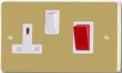 UK Standard Electrical Outlet with Rounded Edge Brass Faceplate