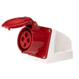 Industrial Power Socket with Hinged Cover