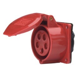 Industrial Panel Mount Socket with Hinged Cover