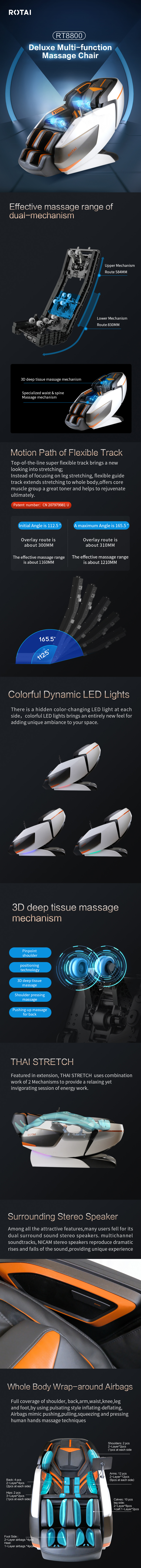 Massage chair mechanism and flexible track design