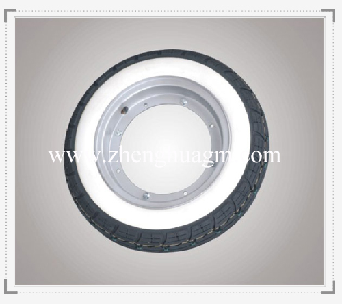 Whitewall Tire with Silver Rim