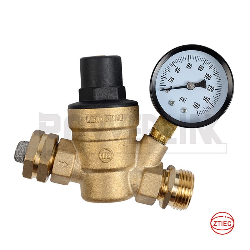 Lead-Free RV Water Pressure Regulator with Gauge