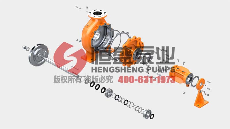 Exploded view of the RY series air-cooled hot oil pump showing internal assembly