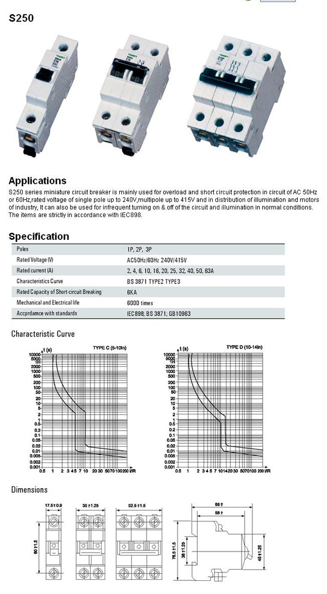 Miniature Circuit Breaker S250 Series