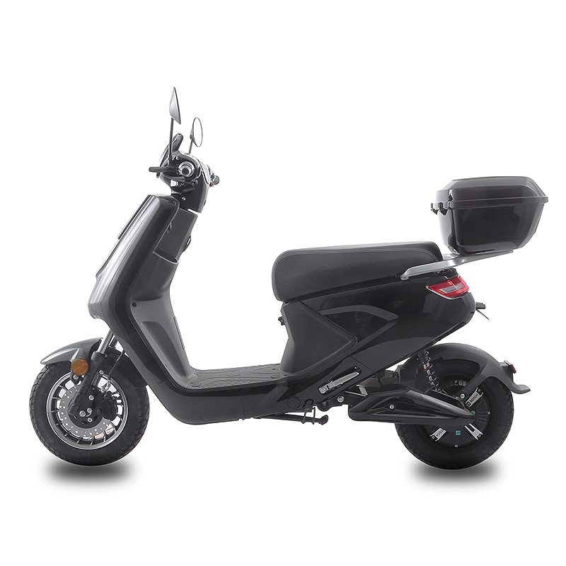 Side profile of the electric scooter showing the step-through frame