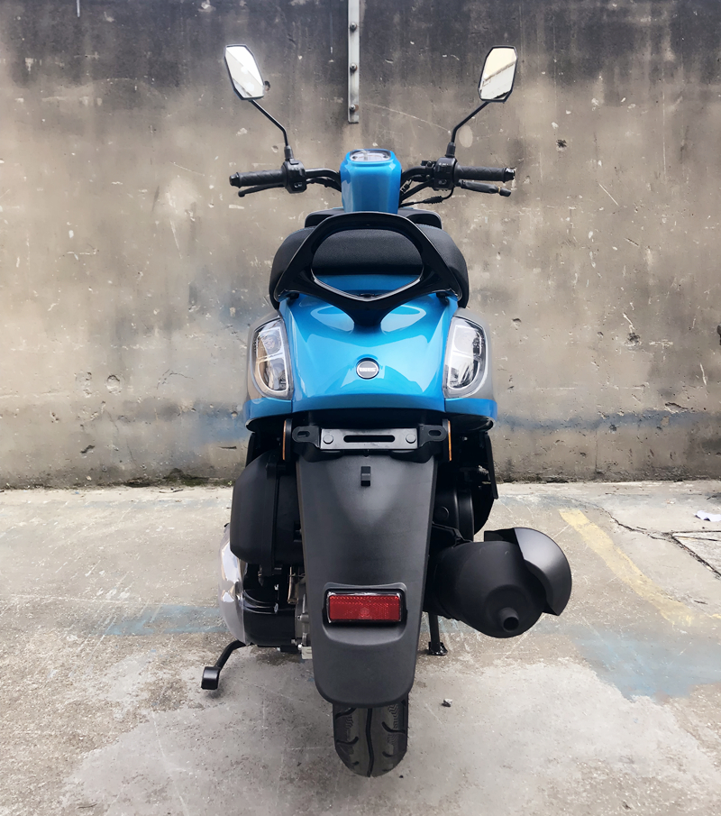 Rear view of blue S5 scooter