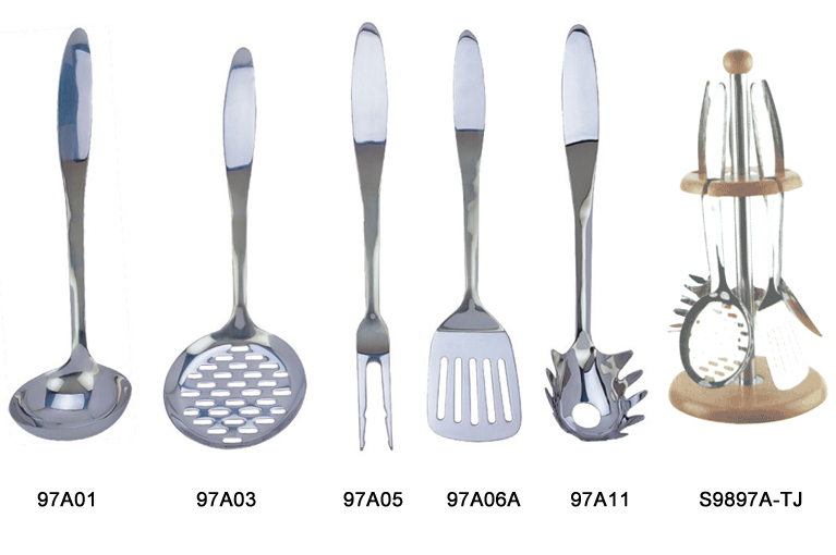 Stainless Steel Kitchen Utensil Set with Rotating Stand