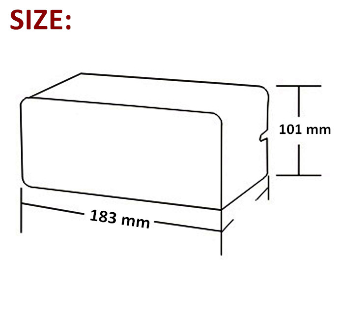 Diagram showing 183mm by 101mm dimensions