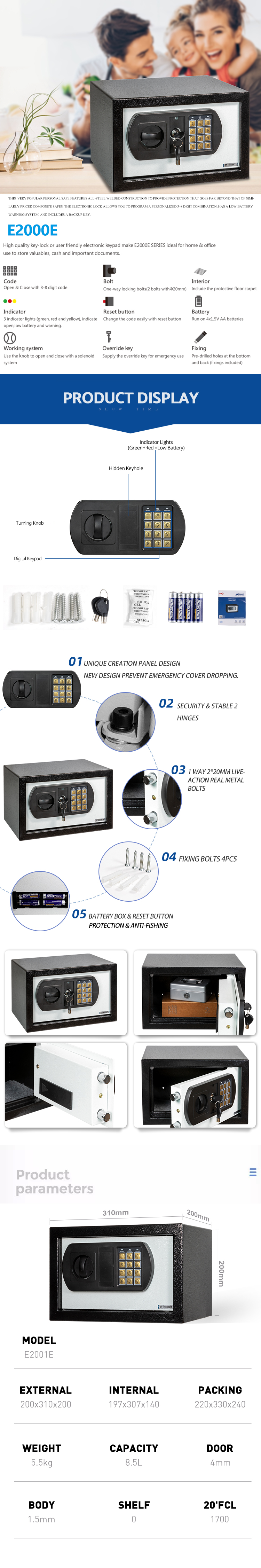 Diagram showing the internal mechanisms and bolt structure of the safe