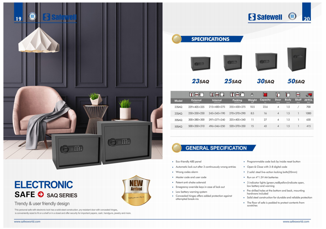 Electronic safe series feature overview