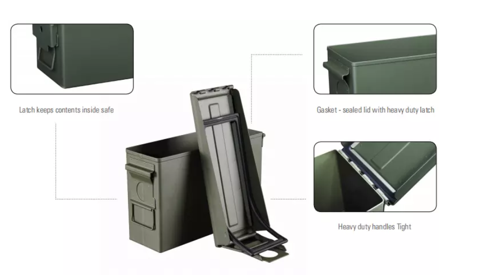 Safewell 30 Cal 4.5 L Metal Small Bullet Steel Ammo Tool Box Can For Gun Safe - Image 2