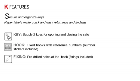 Detailed view of internal key hooks and installation features