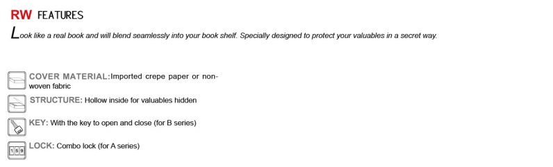 Dictionary book safe features and cover material details