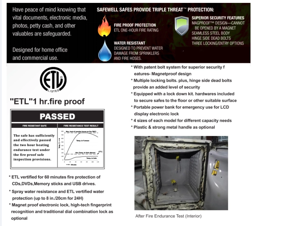 Biometric Fingerprint Fireproof Safe Box