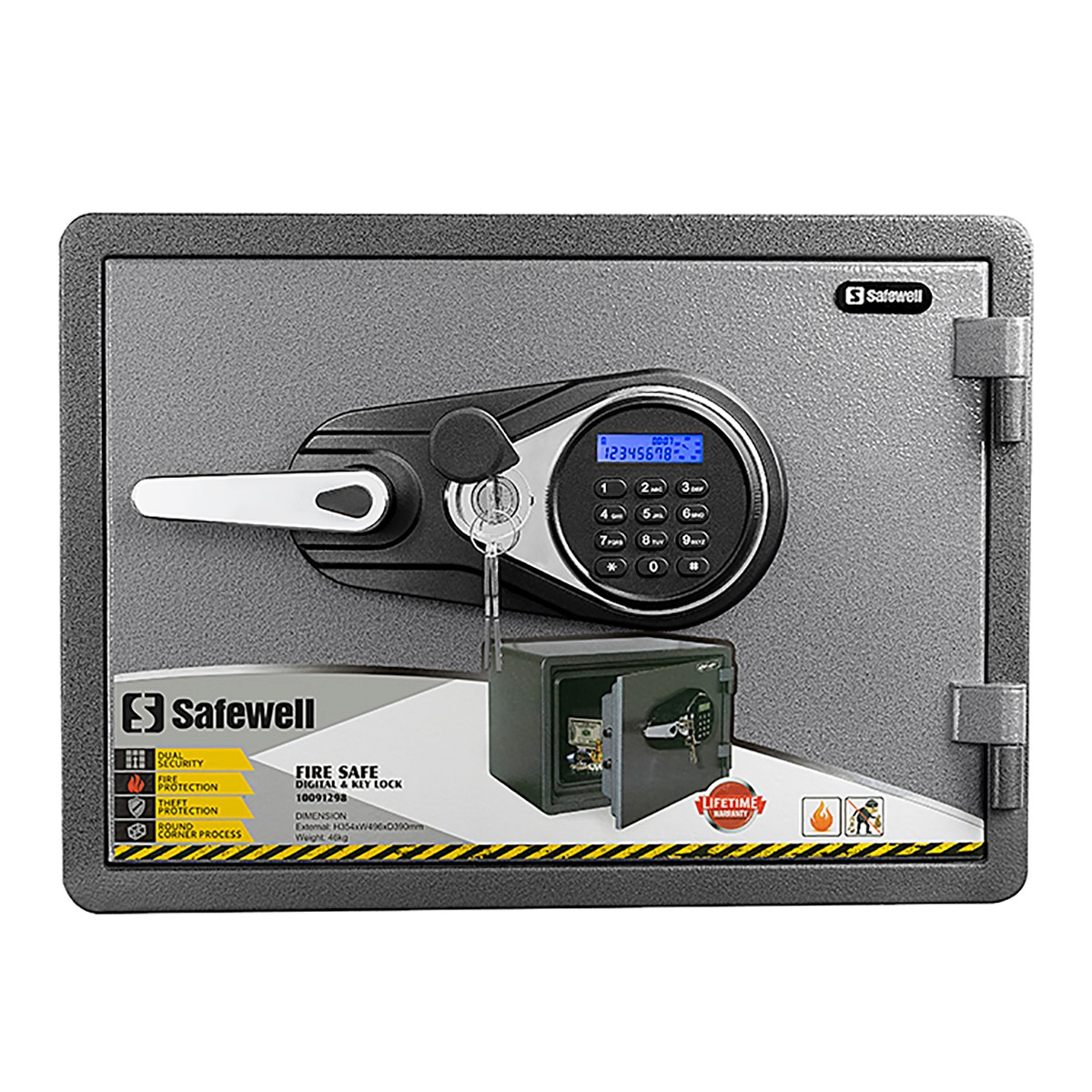 Safewell YB350ALP LED fireproof key lock residence safe cabinet - Image 3