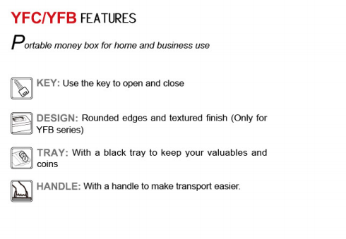 Portable cash box features diagram