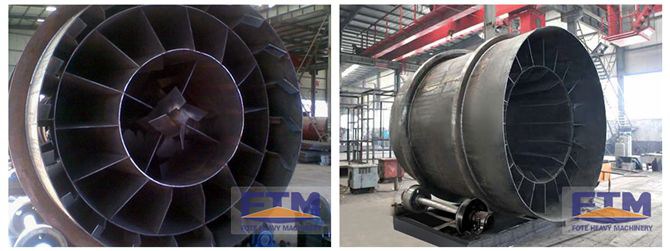 Rotary sand dryer unit showing cylindrical drum construction