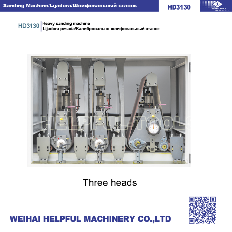 Three-head configuration sanding machine