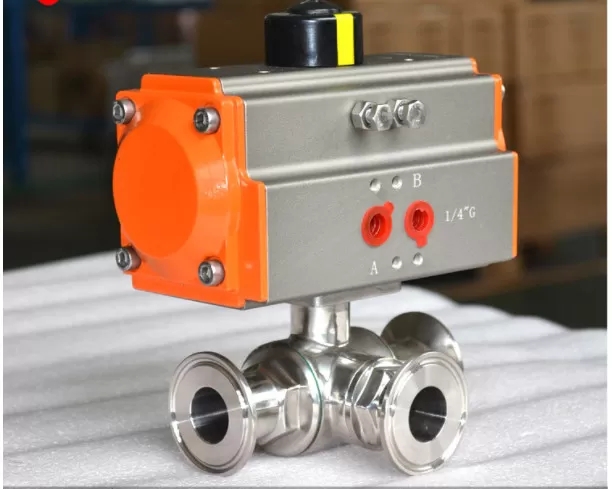Sanitary Ball valve Actuator Food grade Stainless steeltee quick clamp pneumatic valve - Image 2