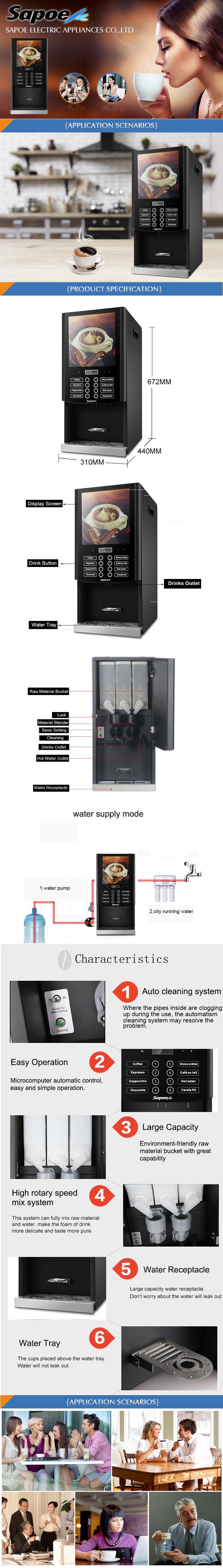 Automatic coffee machine highlighting key mechanical and operational features