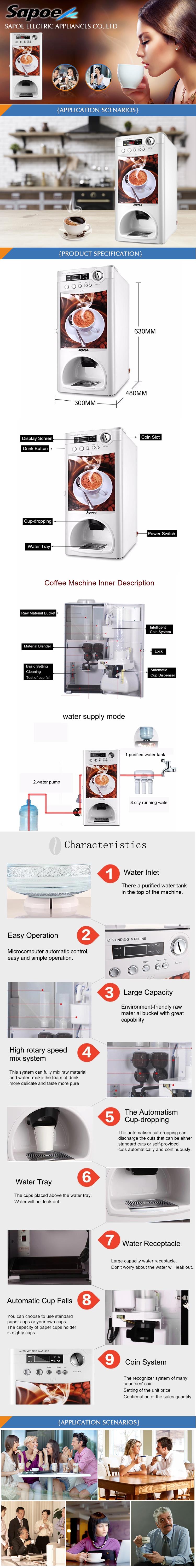 Automatic coffee vending machine features and specifications