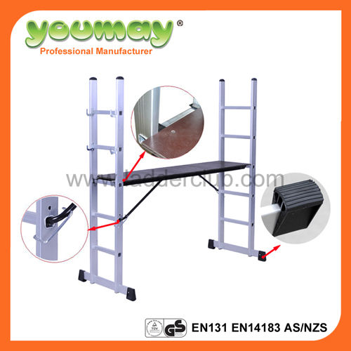 Adjustable Aluminum Scaffolding Ladder with Wide Platform