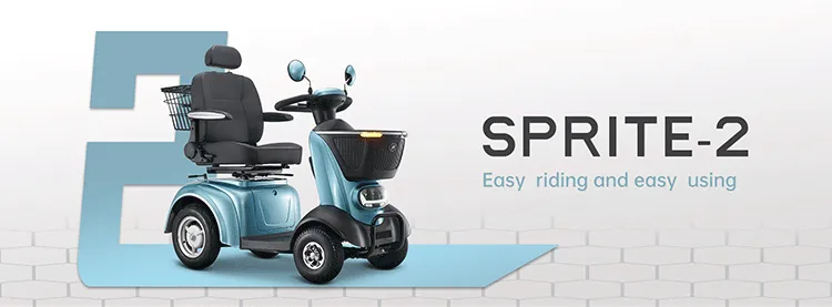 Front view of the SCE-340-2 mobility scooter
