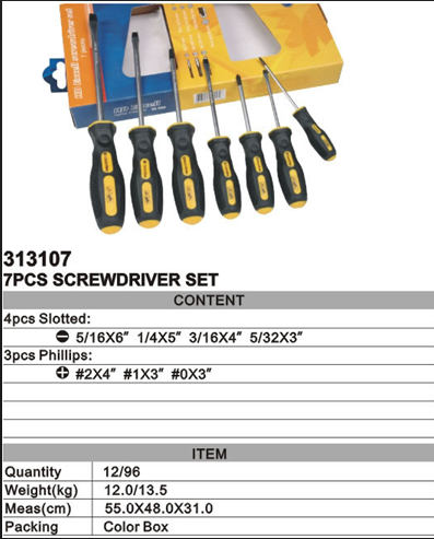 7-Piece Screwdriver Set with Slotted and Phillips Heads