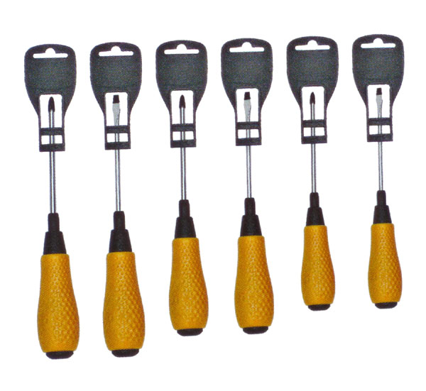 Screwdriver Set with Yellow Textured Handles