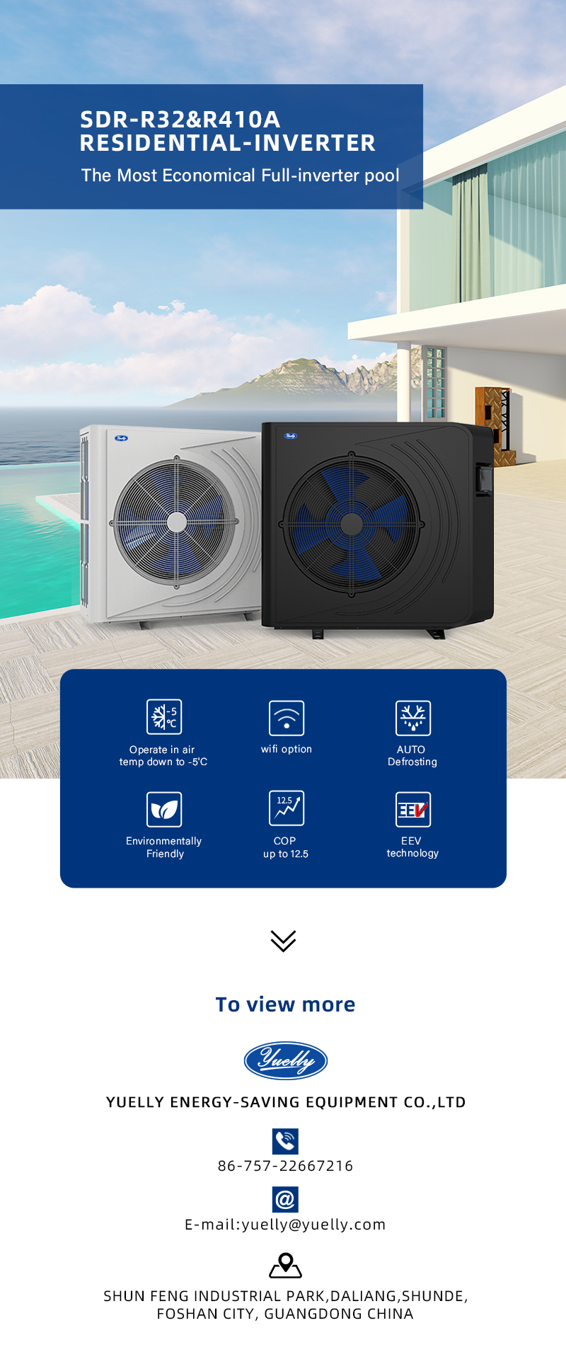 DC-inverter pool heat pump system overview