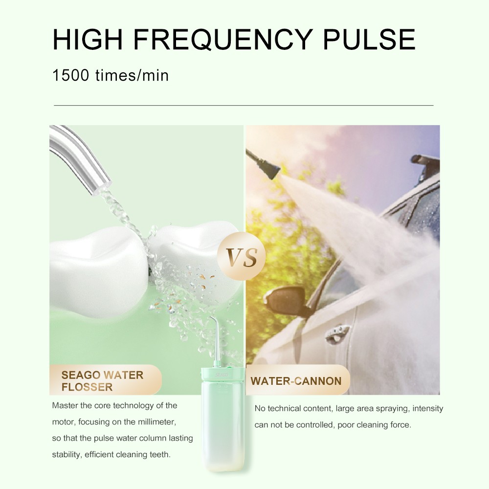 Seago SG-8002 Mini Handle Water Flosser Cordless Oral Cleaner Dental Irrigator For Travel - Image 2