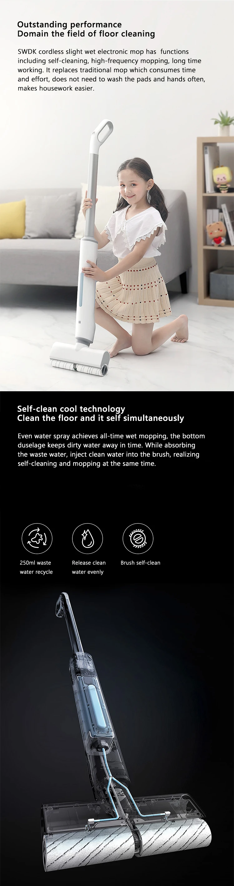 Overview of the self-cleaning and wet mopping technology