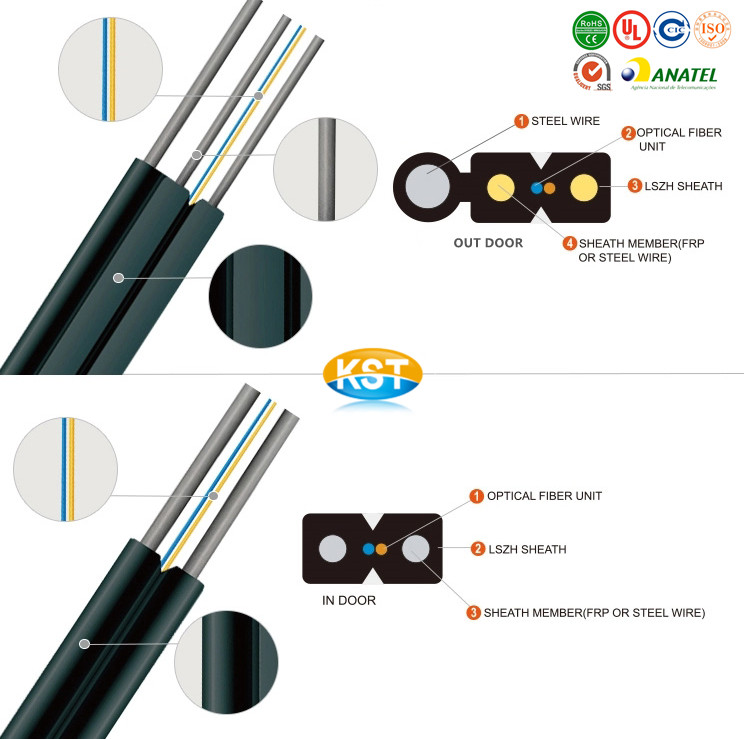 Self supporting FTTH drop cable outdoor fibra optica cabo 1 2 4 6 8 12 hilos Anatel - Image 2