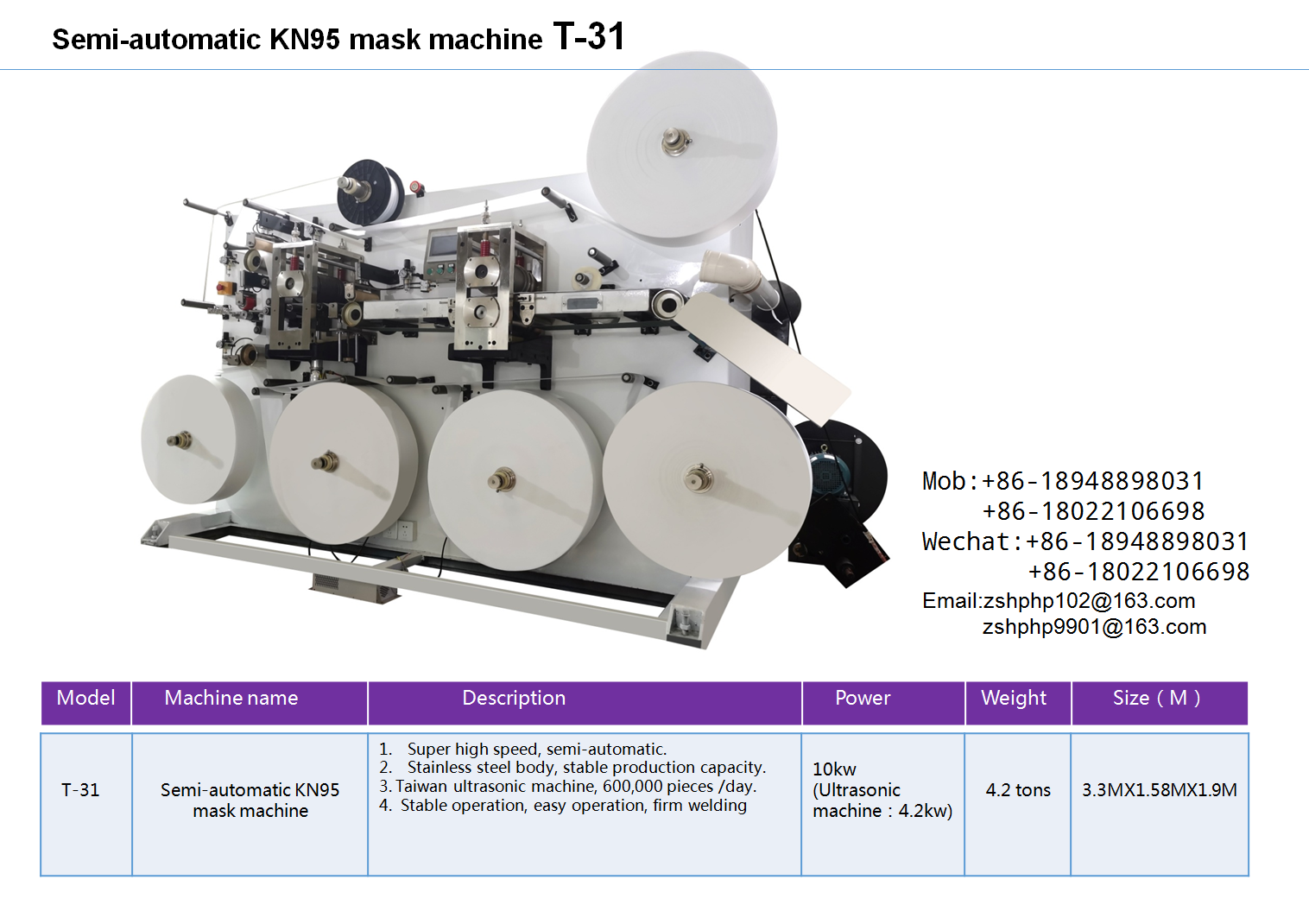 Semi-Automatic KN95 Mask Production Machine