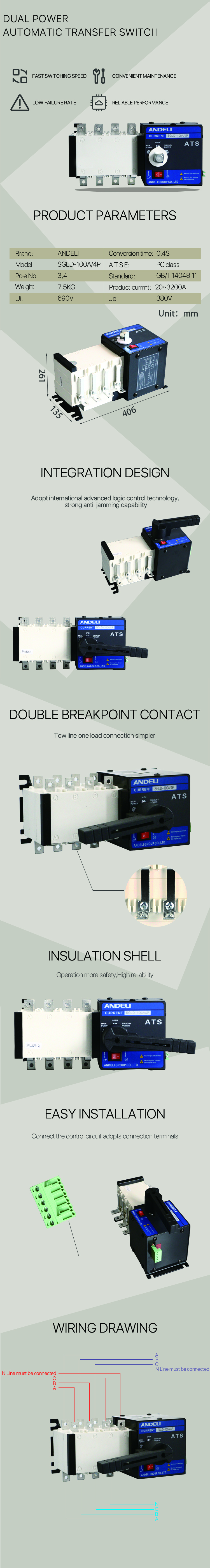Technical features and parameter overview of the automatic transfer switch