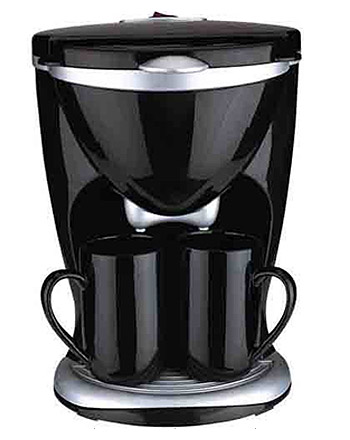 Compact Two-Cup Electric Drip Coffee Maker with Mugs