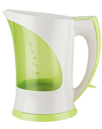 Transparent Electric Kettle with Green Accents