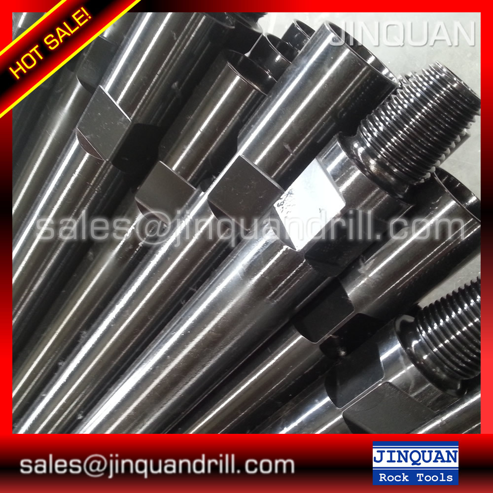 Close up of DTH drill rod threading