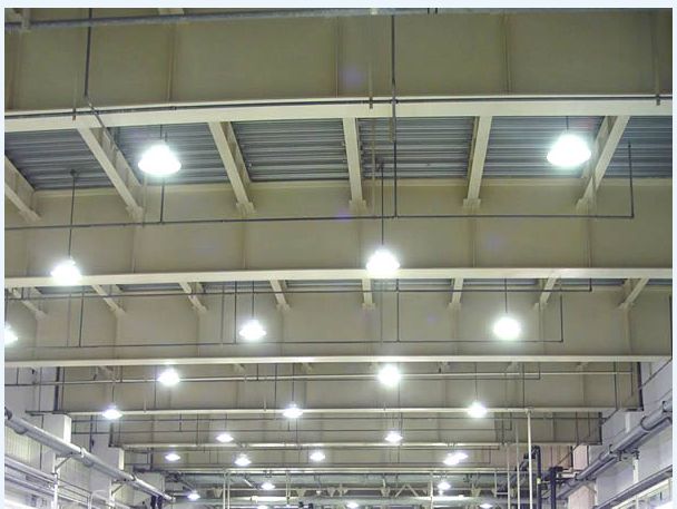 Industrial Ceiling Grid Structure with Lighting