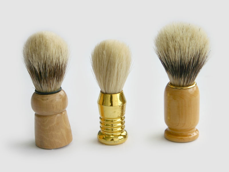 Shaving Brush Set with Wood and Metal Handles