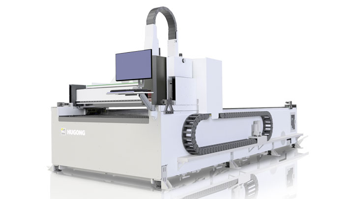 Industrial laser cutting machine with safety enclosure
