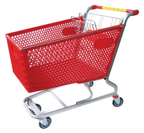 Retail Shopping Cart with Plastic Basket