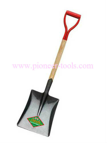 Square Point Shovel with Wooden D-Grip Handle
