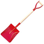 Red Steel Blade Shovel with Wood Handle
