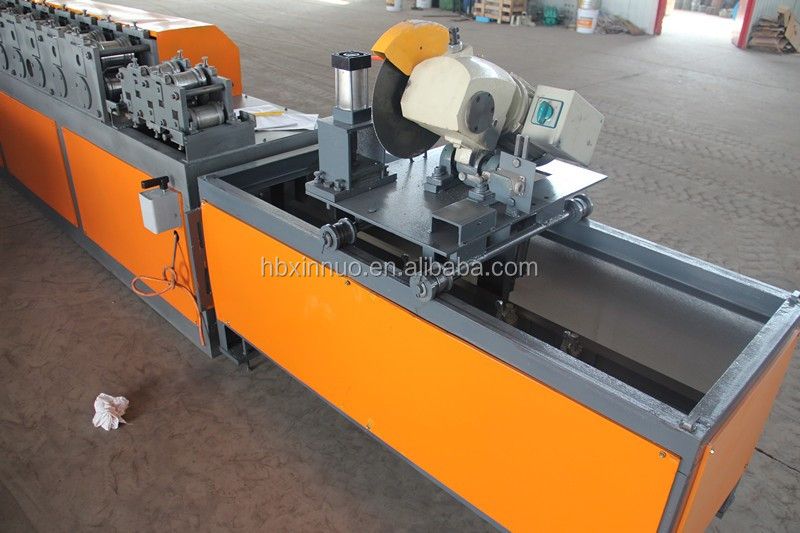 Detailed view of the roll forming machine components