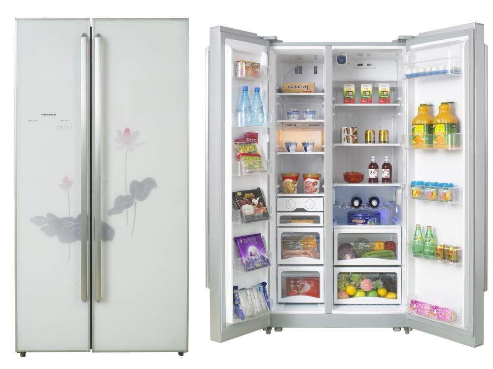 Side-by-Side Refrigerator with LED Display