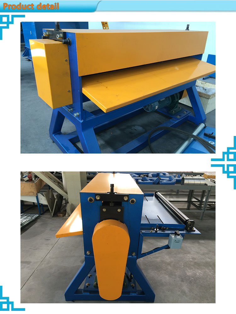 Close-up detail of the machine's robust frame and cutting rollers.