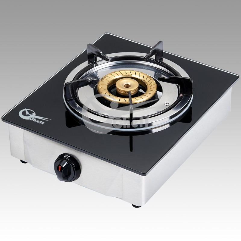 Single burner tempered glass brass cap ABS knob gas stove - Image 3