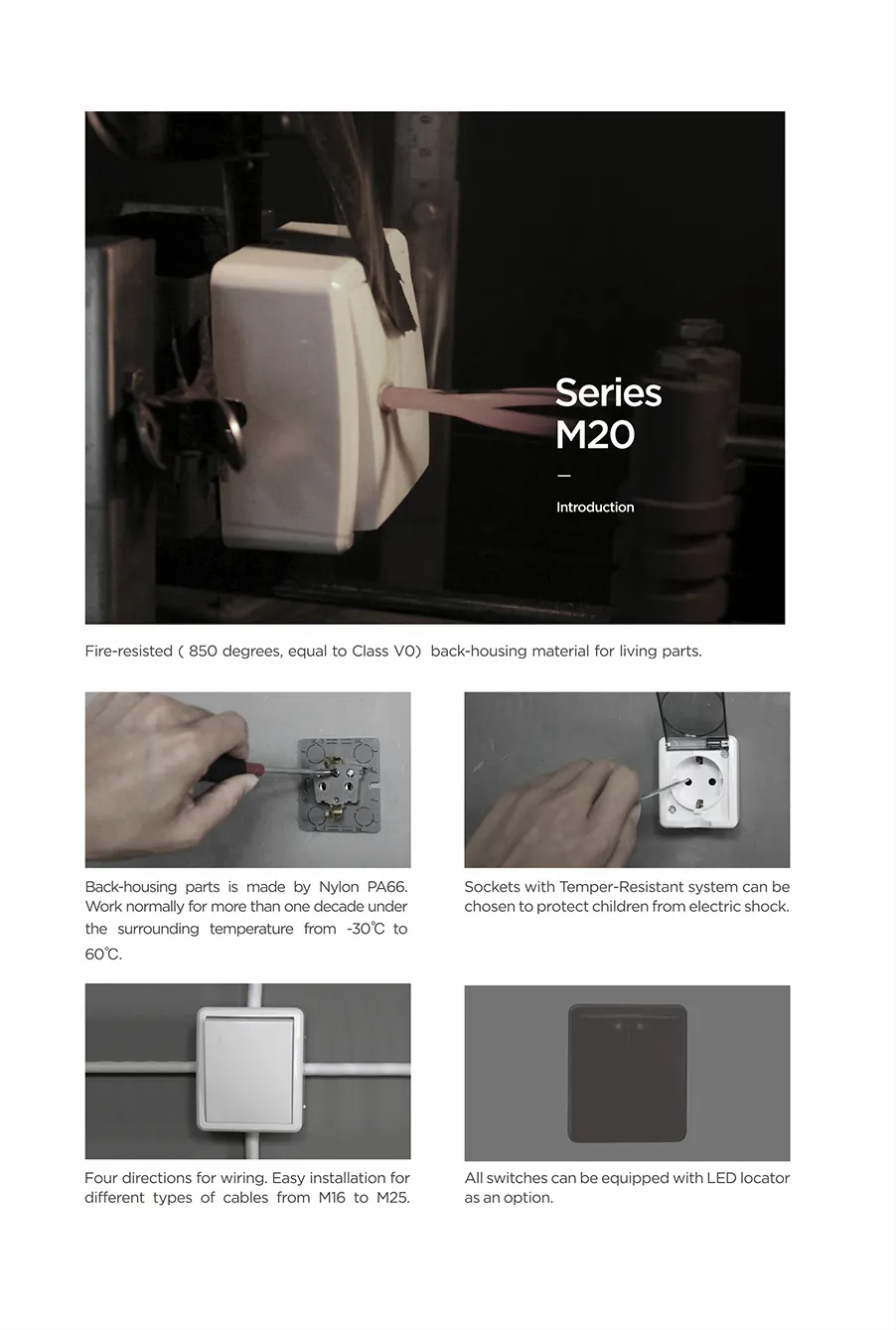 Technical breakdown of M20 surface mounted outlet features